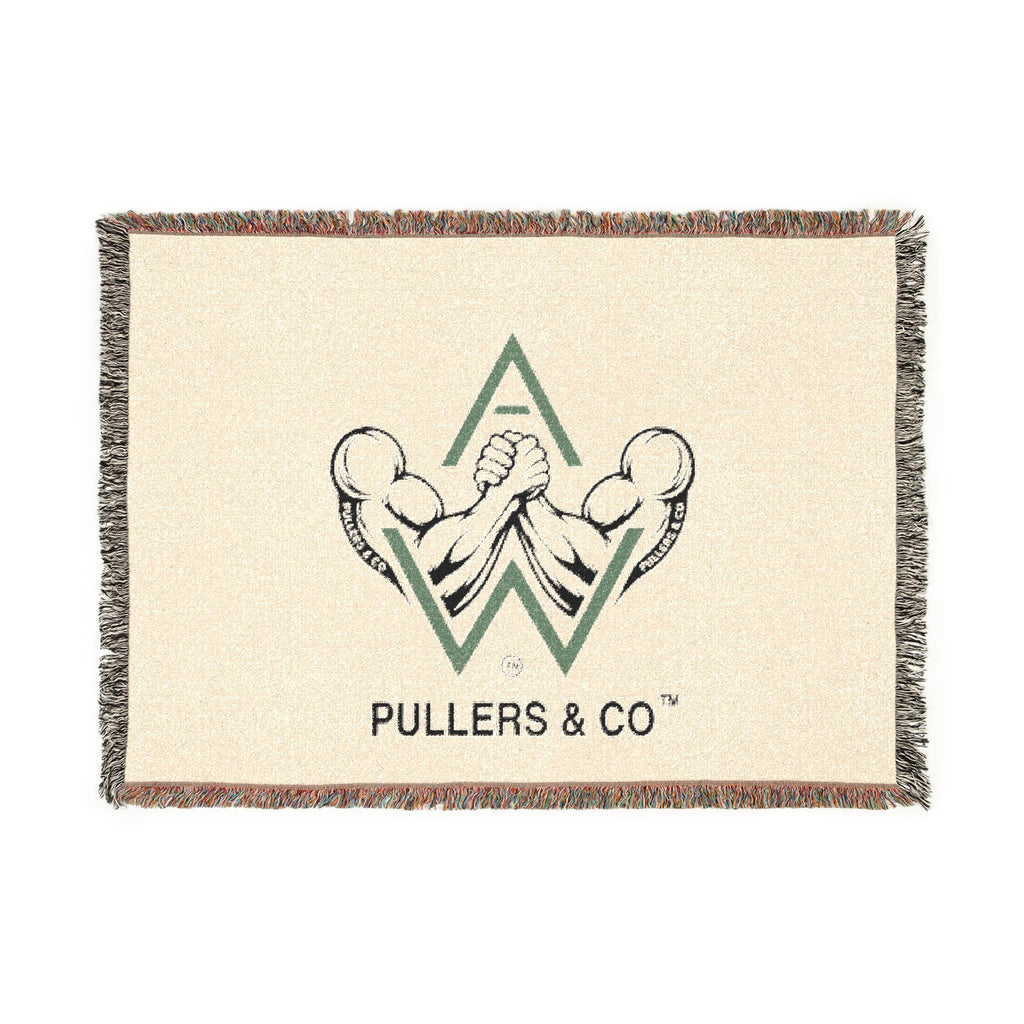 Arm-Wrestling Logo Woven Throw Blanket (comfy vintage vibe) | Pullers & Co.