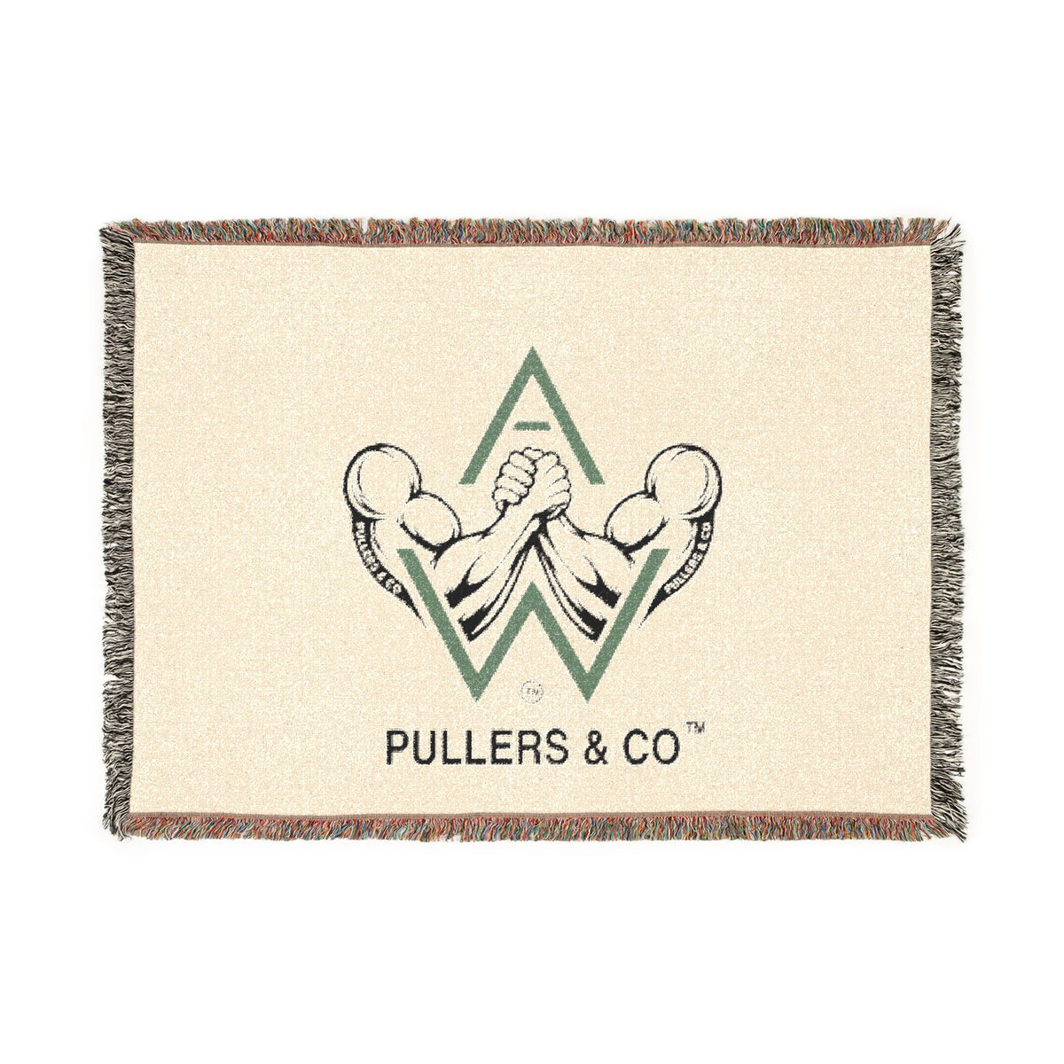 Arm-Wrestling Logo Woven Throw Blanket (comfy vintage vibe) | Pullers & Co.