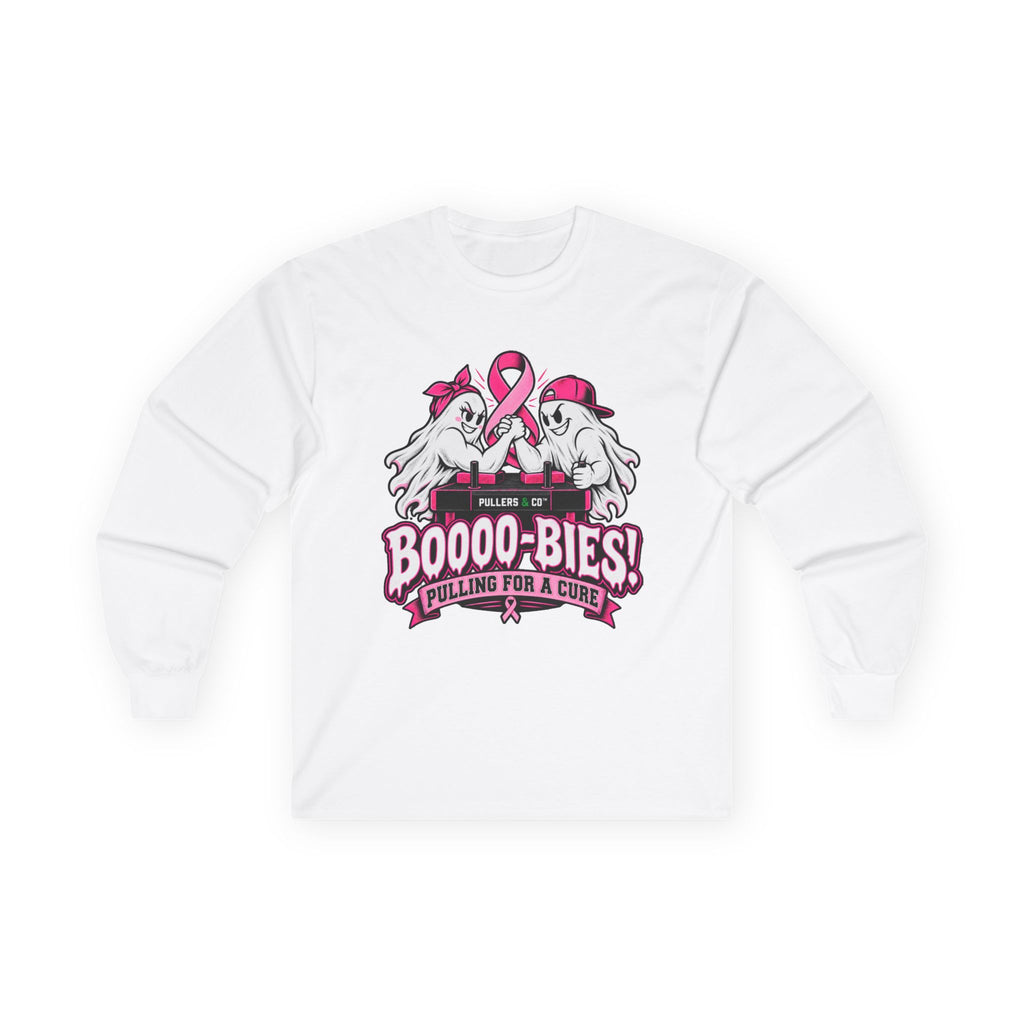 Breast Cancer Awareness Long Sleeve Tee — "Boooo-bies! Pulling for a Cure"