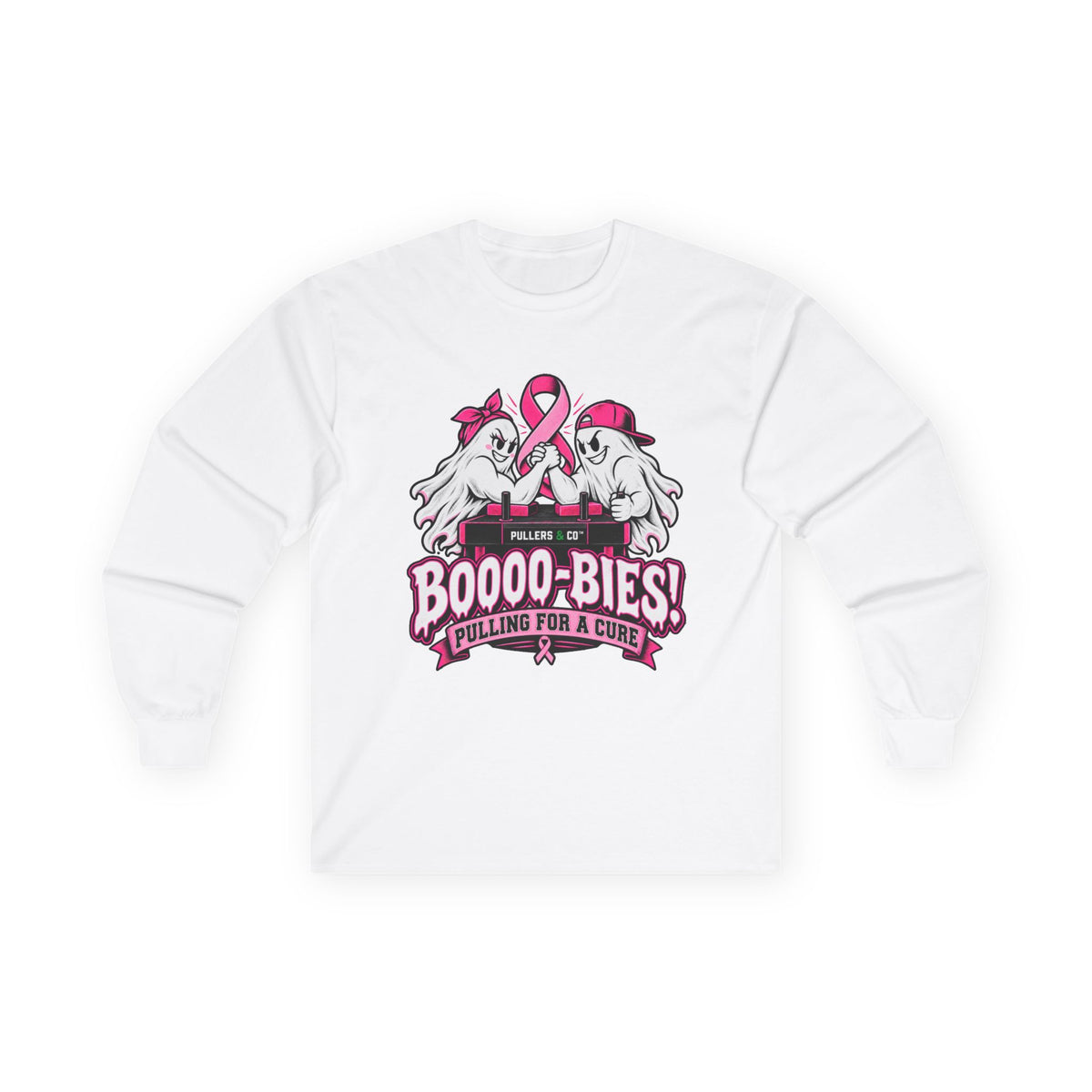 Breast Cancer Awareness Long Sleeve Tee — "Boooo-bies! Pulling for a Cure"