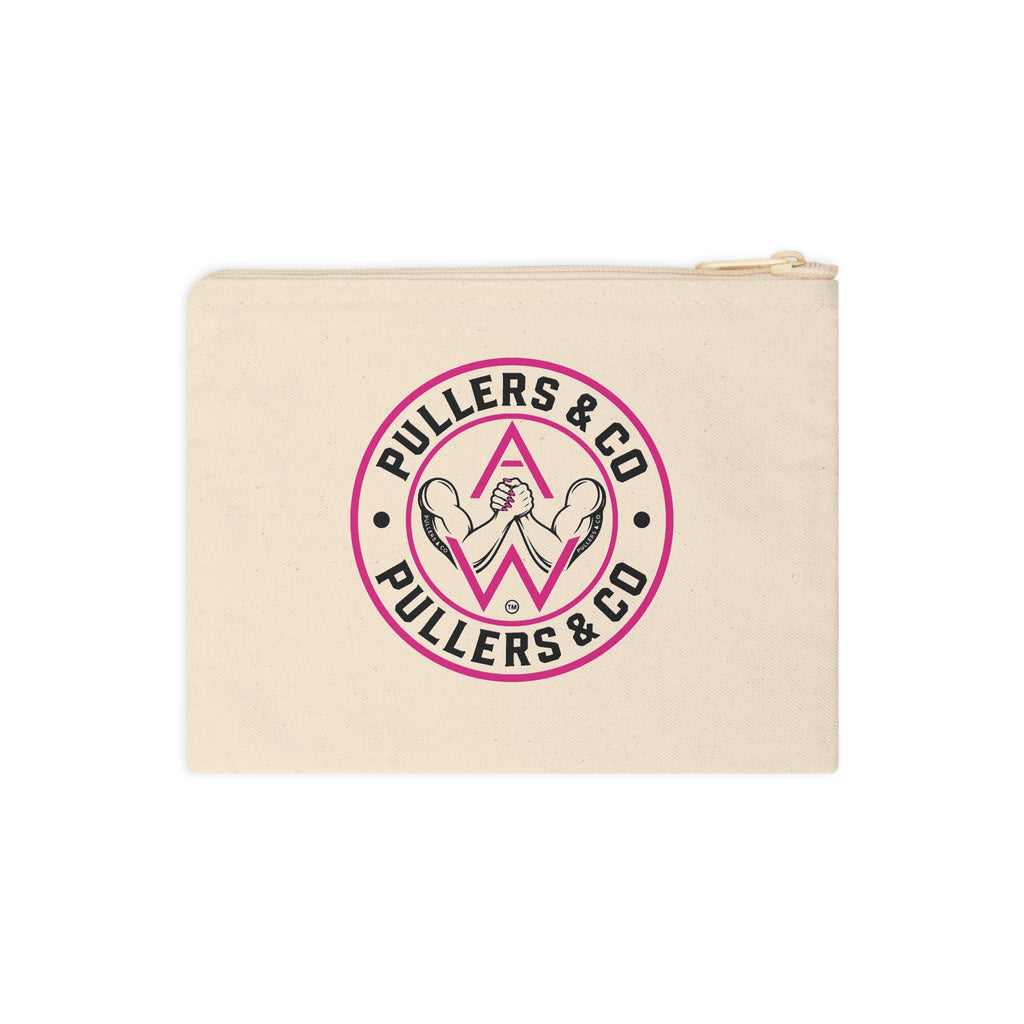 Pullers & Co. Zipper Accessory Pouch — Wrestling/Strength Logo Canvas Wristlet