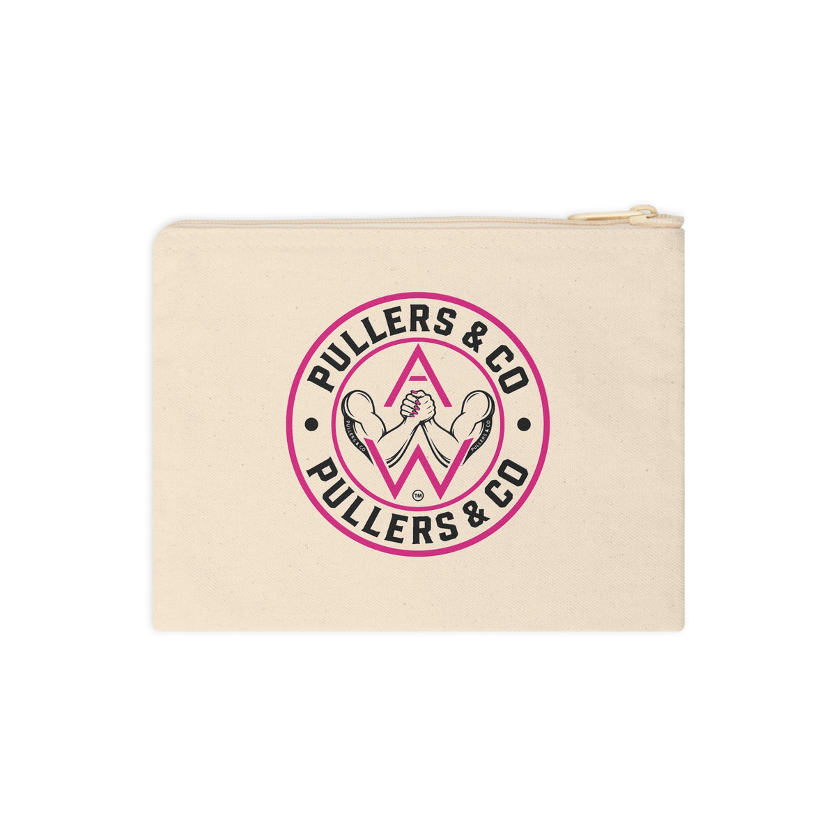 Pullers & Co. Zipper Accessory Pouch — Wrestling/Strength Logo Canvas Wristlet