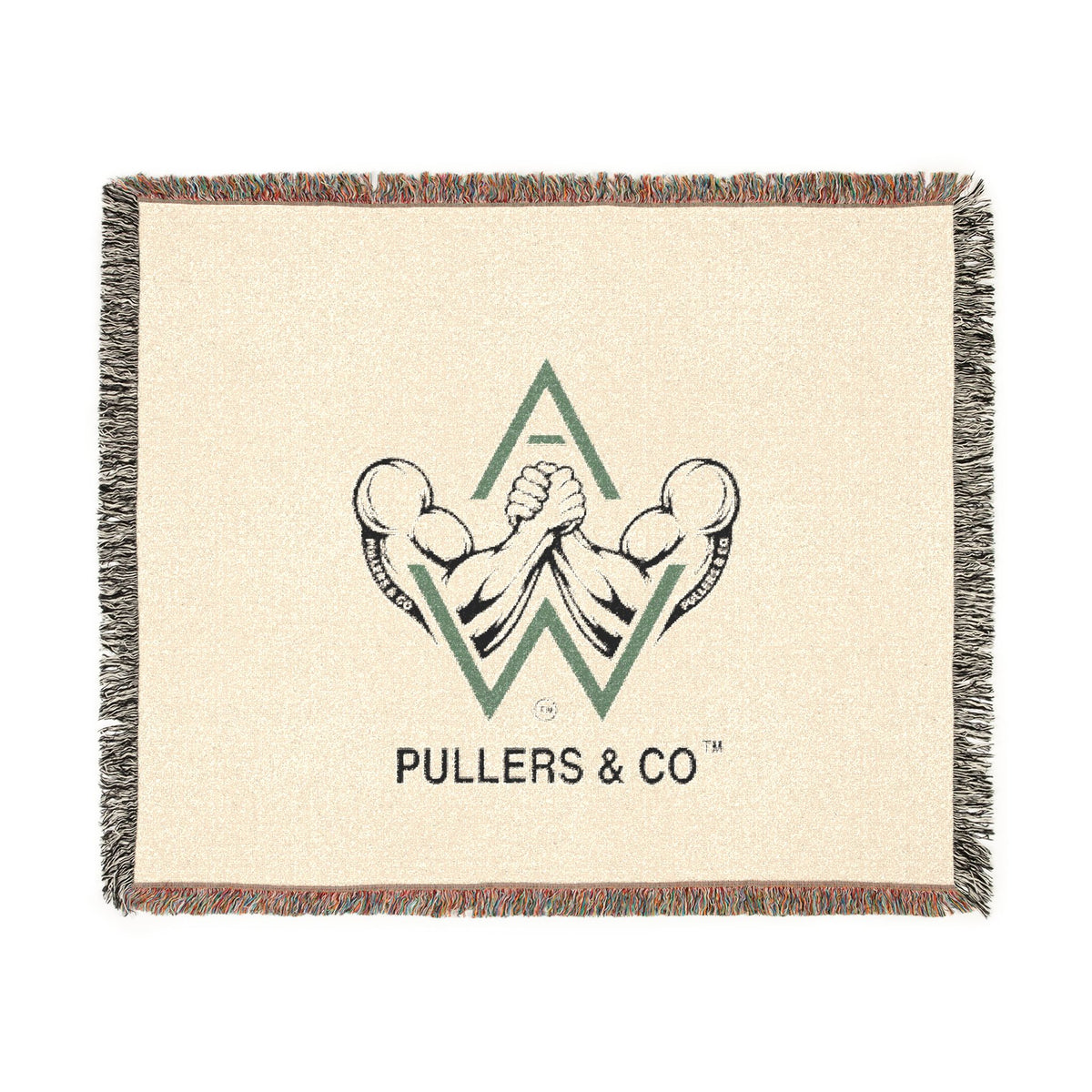 Arm-Wrestling Logo Woven Throw Blanket (comfy vintage vibe) | Pullers & Co.