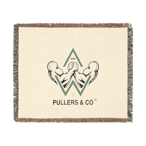 Arm-Wrestling Logo Woven Throw Blanket (comfy vintage vibe) | Pullers & Co.