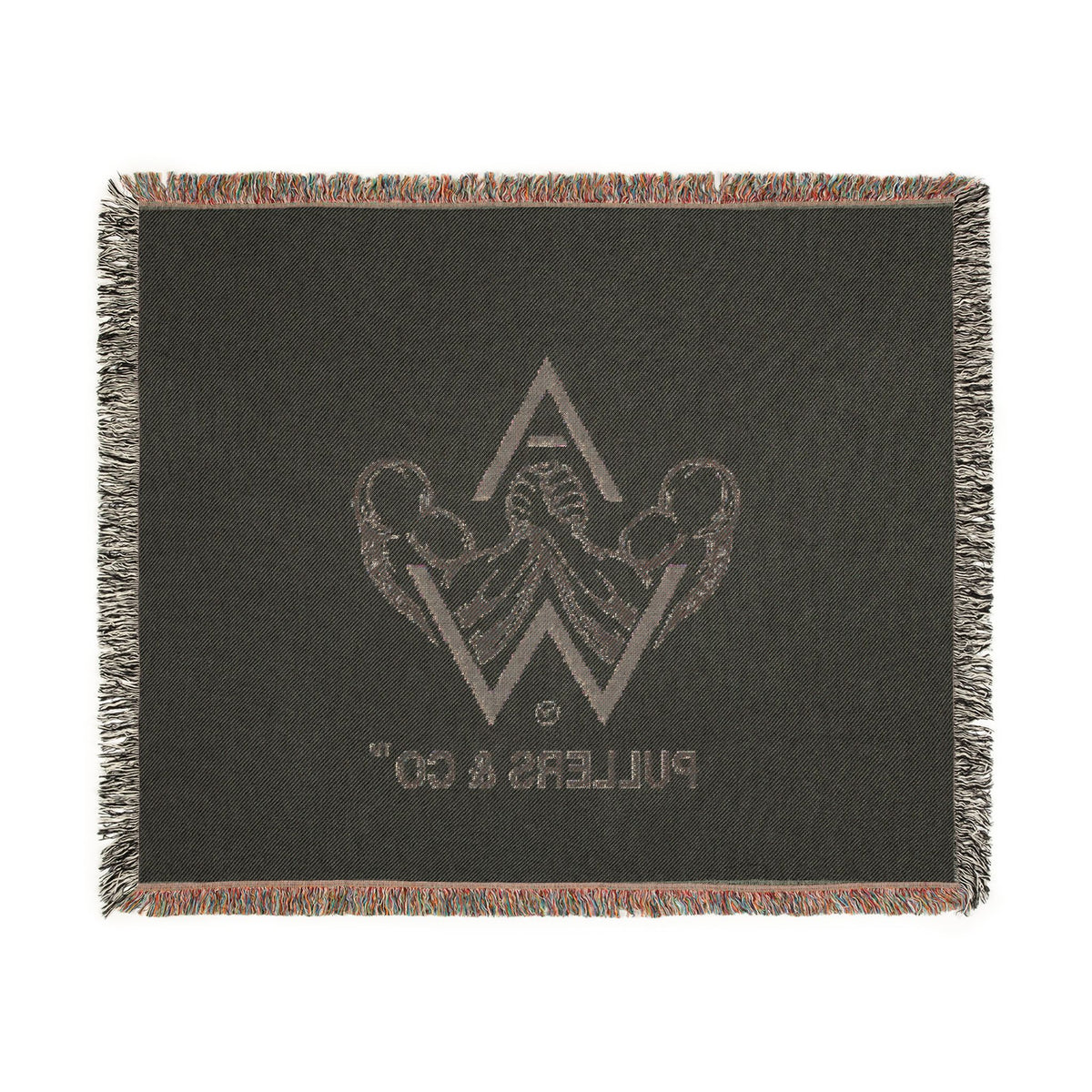 Arm-Wrestling Logo Woven Throw Blanket (comfy vintage vibe) | Pullers & Co.