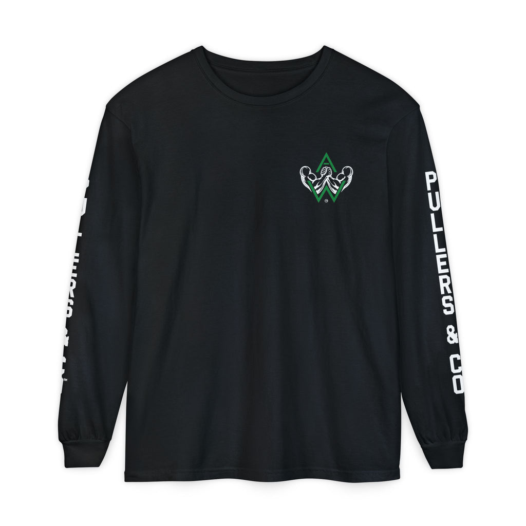 Arm Wrestling Long Sleeve T-Shirt, Unisex | Classic Arm Emblem & Circular Logo | Pullers & Co.
