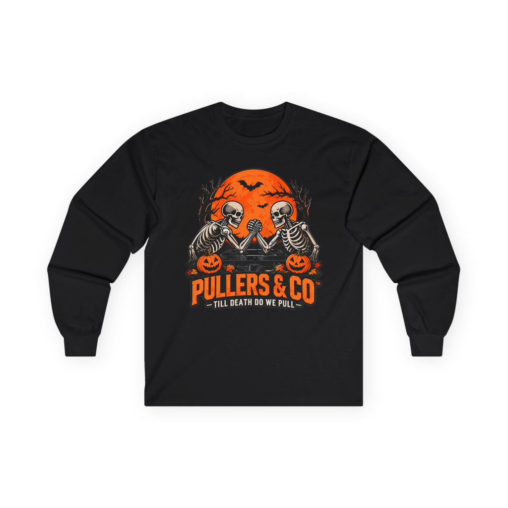 Halloween Skeleton Arm Wrestling Long Sleeve Unisex Shirt | Pullers & Co.