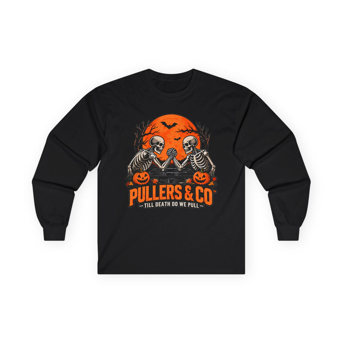 Halloween Skeleton Arm Wrestling Long Sleeve Unisex Shirt | Pullers & Co.