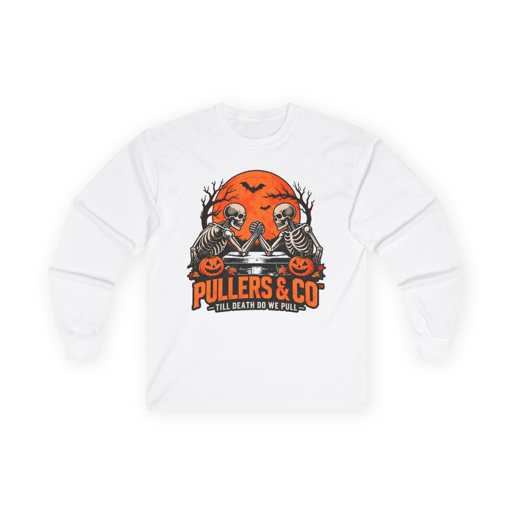 Halloween Skeleton Arm Wrestling Long Sleeve Unisex Shirt | Pullers & Co.