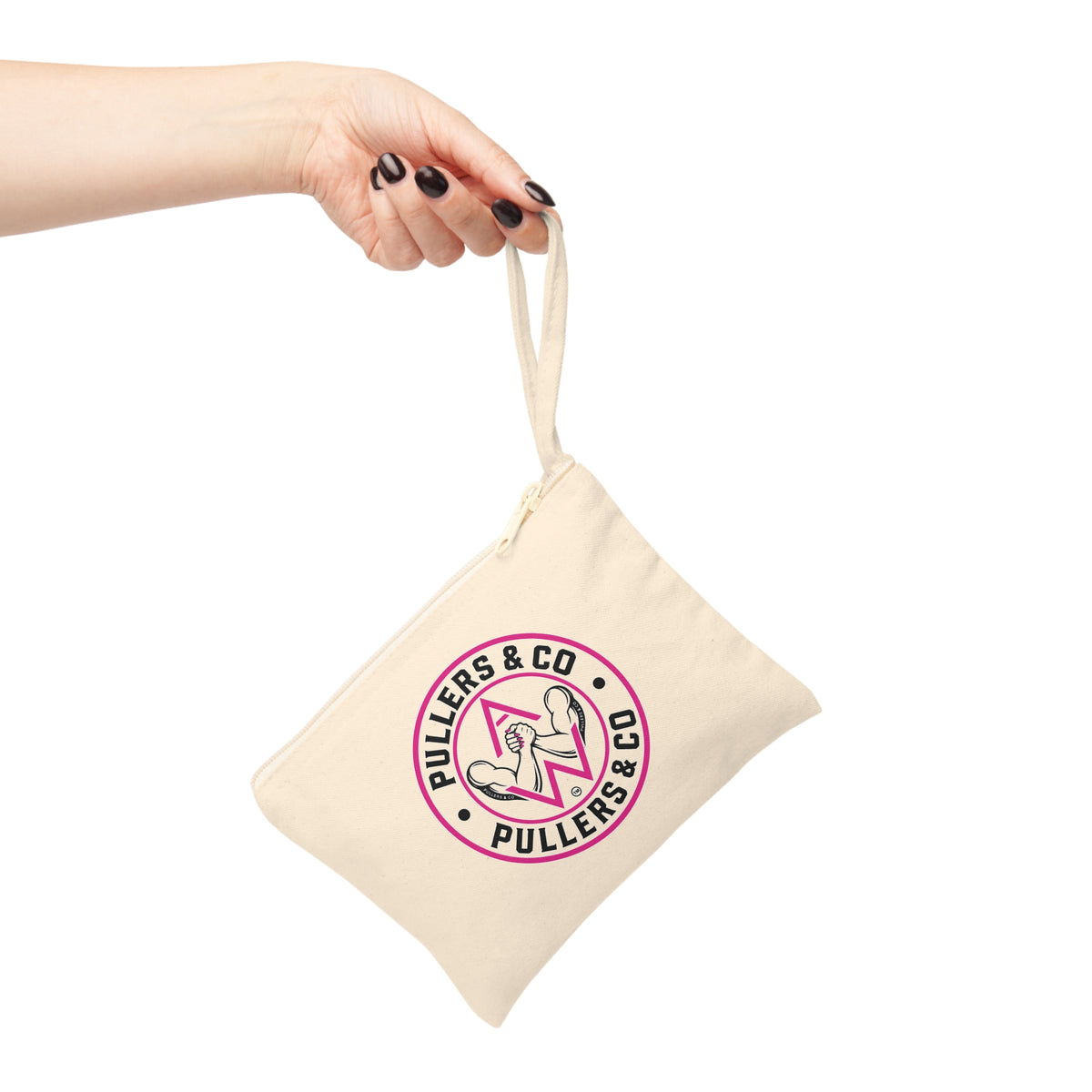 Pullers & Co. Zipper Accessory Pouch — Wrestling/Strength Logo Canvas Wristlet