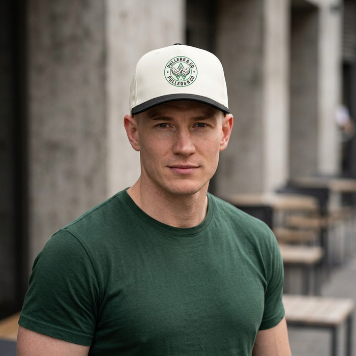 Two-Tone Mountain Patch Cap — Pullers & Co. Embroidered Trucker Hat