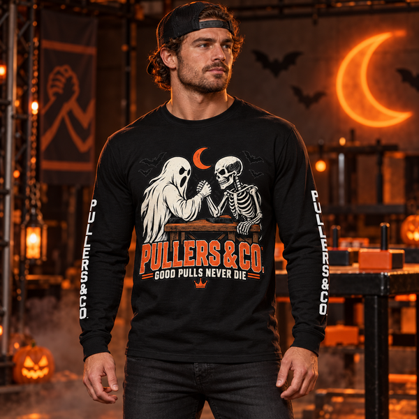 Halloween Arm Wrestling Long Sleeve Shirt | Pullers & Co. Good Pulls Never Die