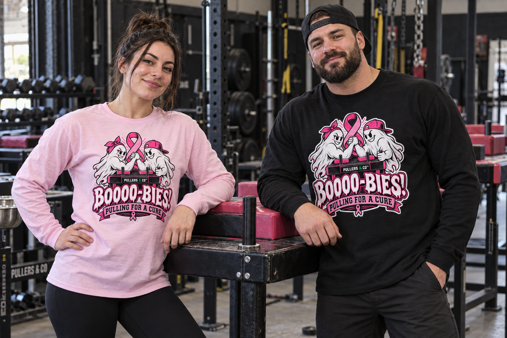 Breast Cancer Awareness Long Sleeve Tee — "Boooo-bies! Pulling for a Cure"