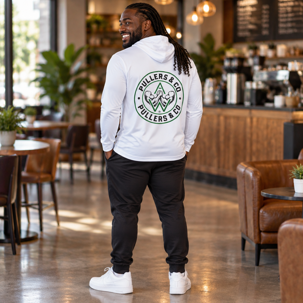 Men’s Arm Wrestling Sports Warmup Hoodie Front Arm Logo | Pullers & Co.