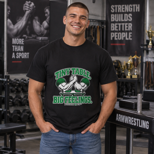 Vintage Arm Wrestling T-Shirt Unisex | Pullers & Co. Heavyweight Front and Back Logo Tee
