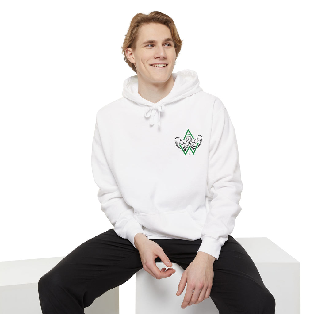 Arm Wrestling Pullover Hoodie Unisex | Classic Arm Emblem & Circular Logo | Pullers & Co.