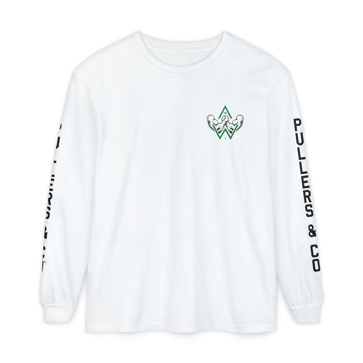 Arm Wrestling Long Sleeve T-Shirt, Unisex | Classic Arm Emblem & Circular Logo | Pullers & Co.