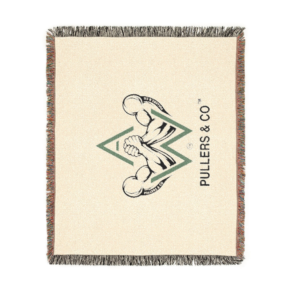 Arm-Wrestling Logo Woven Throw Blanket (comfy vintage vibe) | Pullers & Co.