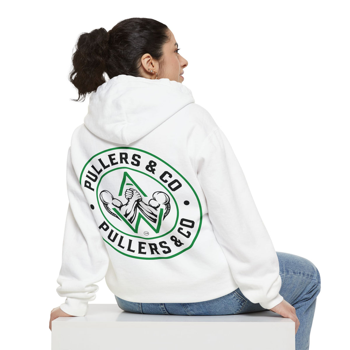 Arm Wrestling Pullover Hoodie Unisex | Classic Arm Emblem & Circular Logo | Pullers & Co.