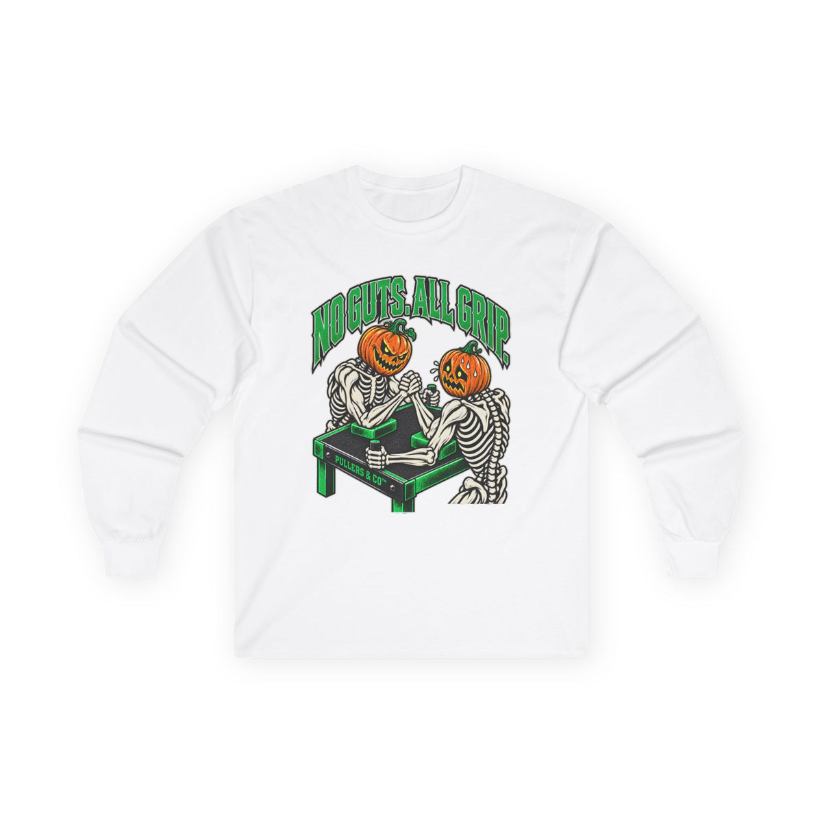 Halloween Skeleton-Pumpkin Head Arm Wrestling Long Sleeve Unisex Shirt | Pullers & Co.