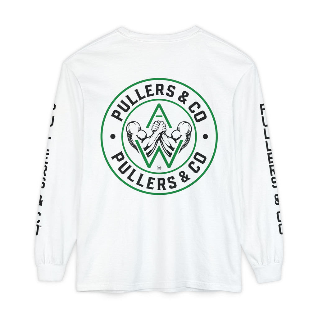 Arm Wrestling Long Sleeve T-Shirt, Unisex | Classic Arm Emblem & Circular Logo | Pullers & Co.