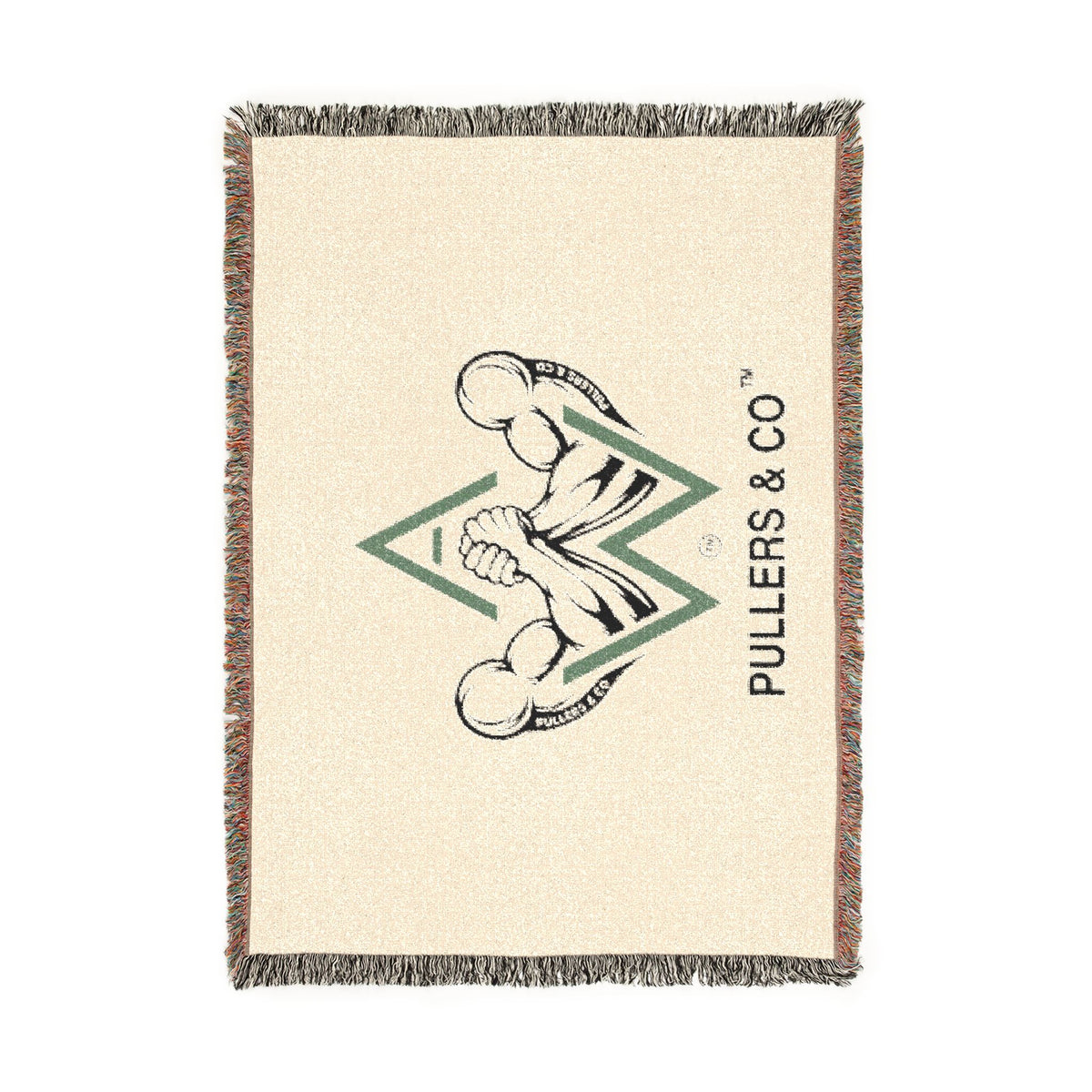 Arm-Wrestling Logo Woven Throw Blanket (comfy vintage vibe) | Pullers & Co.
